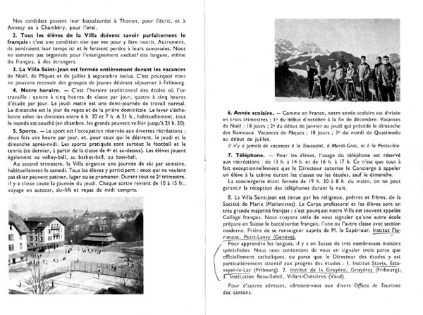  PHOTO Villa St Jean  Collège Français 1960 Advertising Brochure 2 